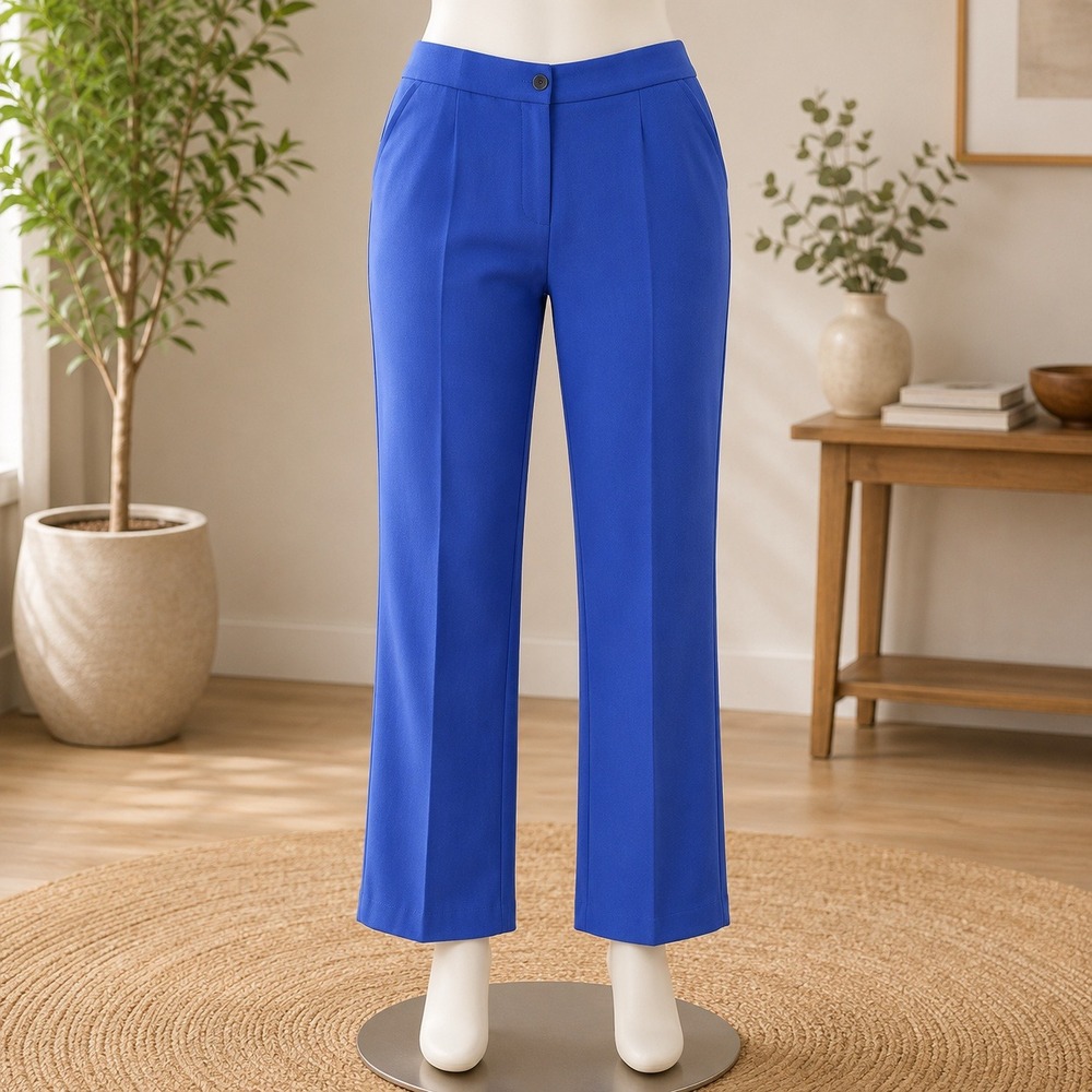 NWT Isaac Mizrahi Live! Ankle Pants Womens 16 Royal Blue Straight Leg Slit Hem